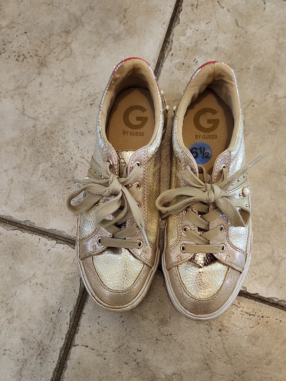 G by Guess Gold Lace-Up Sneakers